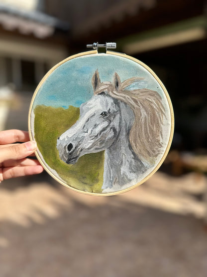 Horse painting on fabric