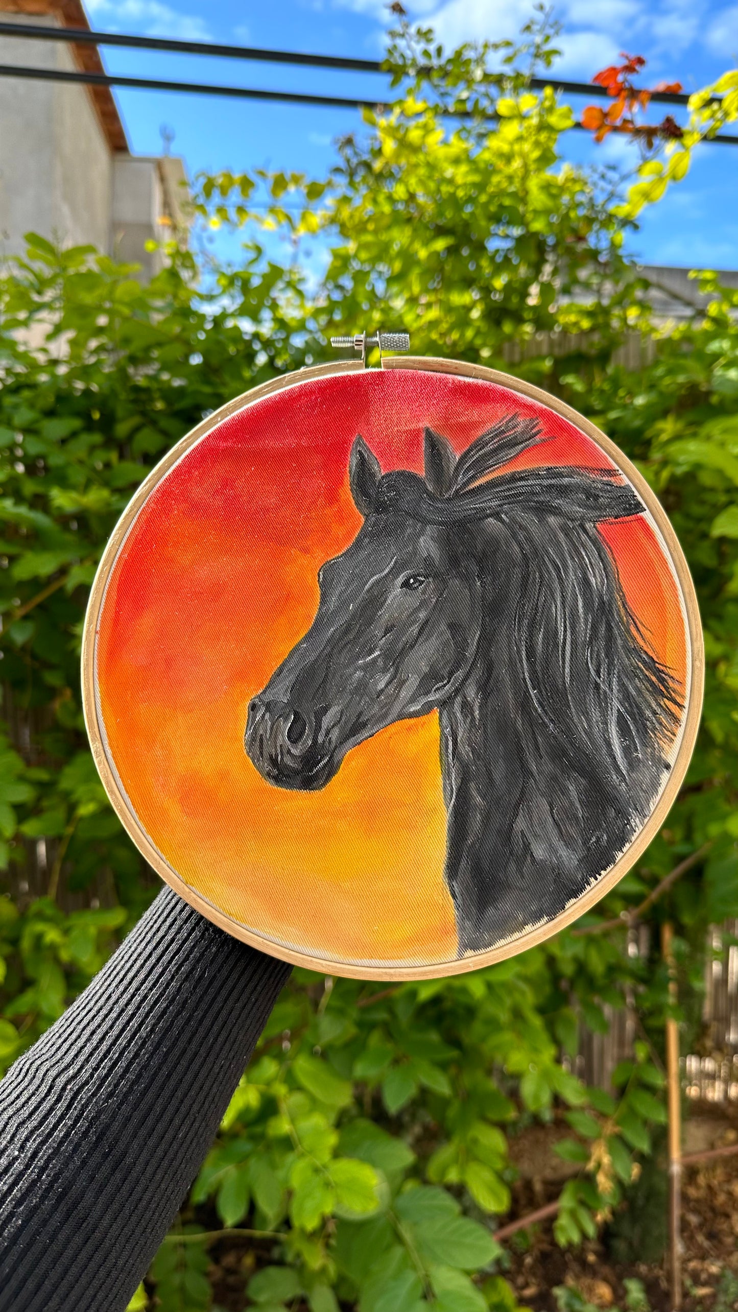 Horse painting on fabric